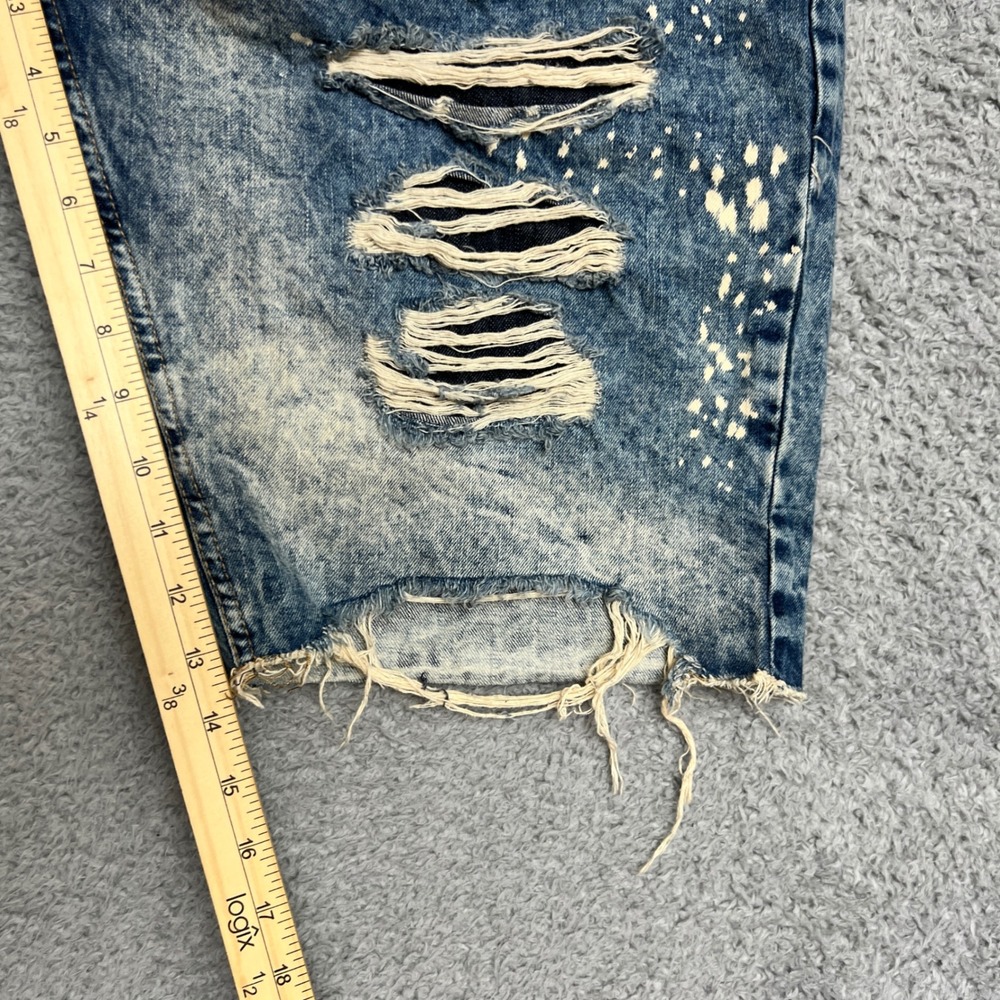 Jordan Craig Jeans Shorts Mens 40 Blue Distressed Denim Bleach Splatter Ripped - Picture 6 of 10